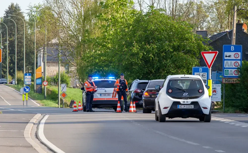 Contrôle routier à un poste-frontière en Belgique